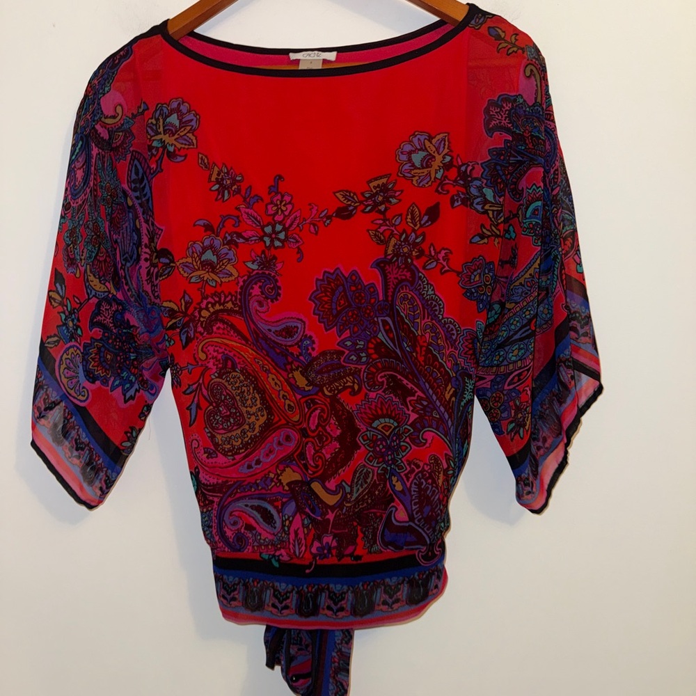 ✨ Cache Vibrant Paisley Tie-Back Blouse – Size Small ✨ - Picture 6 of 11